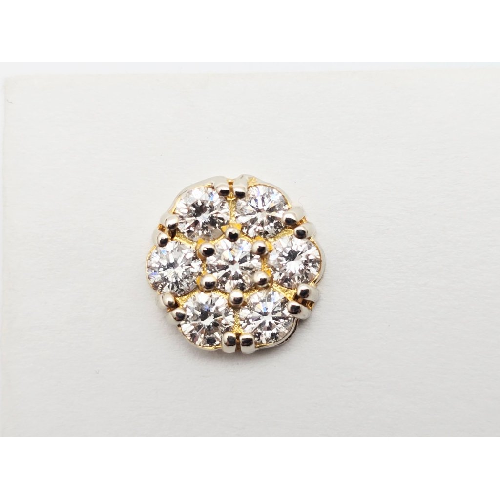 Unique Single 14k Two Tone Multi Color Gold Diamond Flower Round Stud Earring